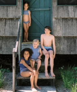 minnow Boys Freshwater Blue And Navy Colorblock Boardie | Swim Freshwater Blue Navy Colorblock New