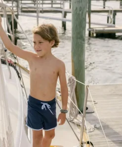 minnow Boys Navy Boardie With Side Binding Navy With Side Piping Hot