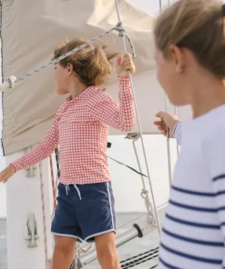 minnow Boys Navy Boardie With Side Binding Navy With Side Piping Hot