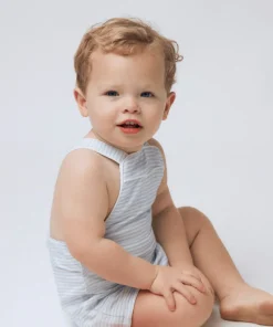 minnow Boys Overall Powder Blue Stripe Outlet