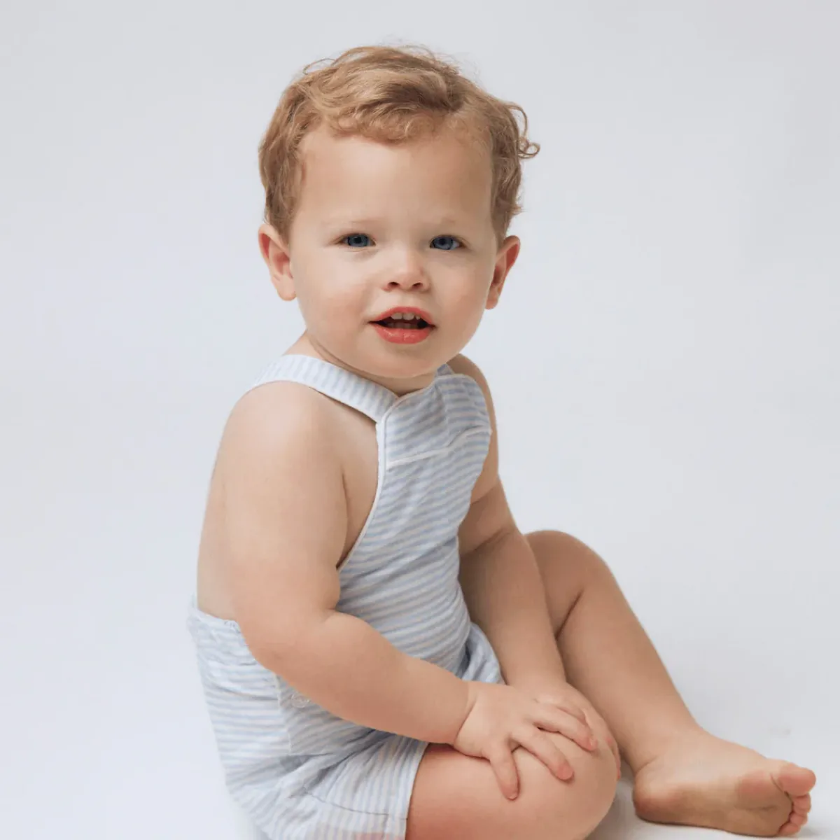 minnow Boys Overall Powder Blue Stripe Outlet