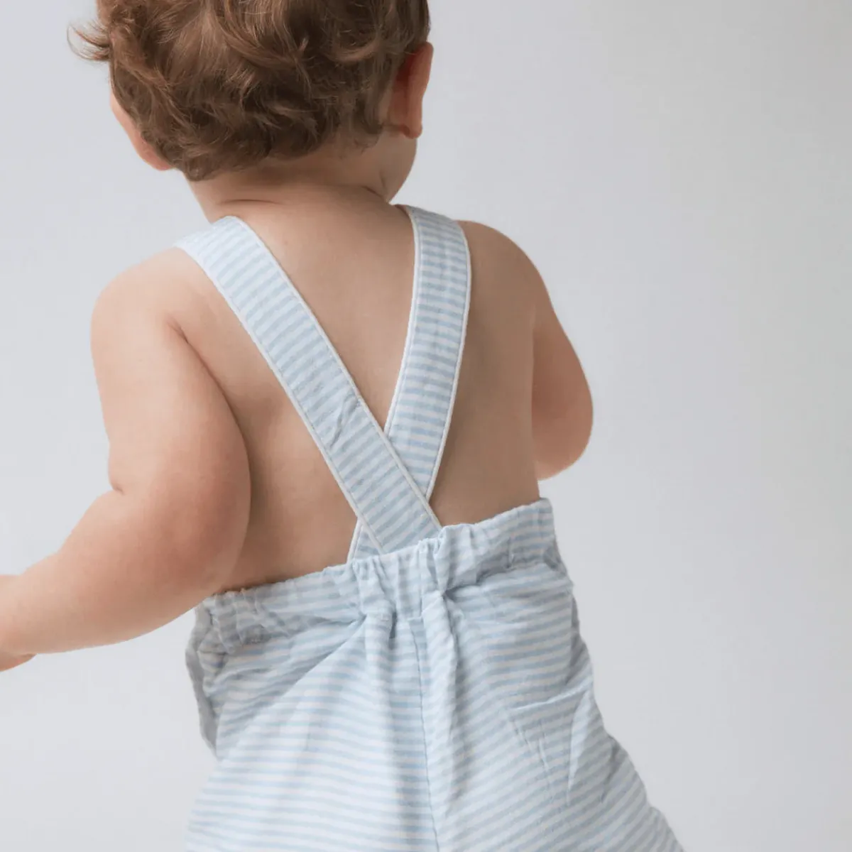 minnow Boys Overall Powder Blue Stripe Outlet