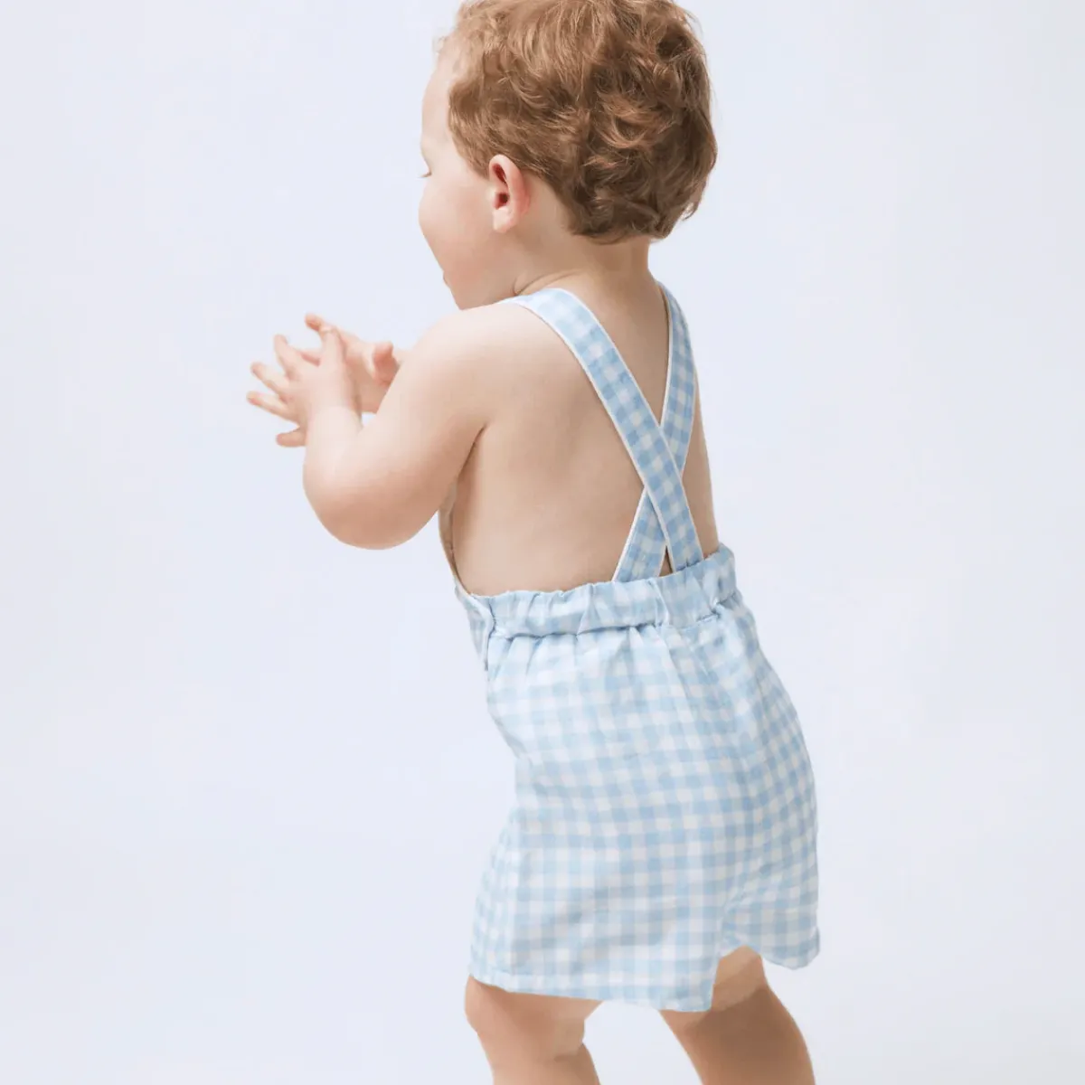 minnow Boys Overall Oasis Blue Gingham Best