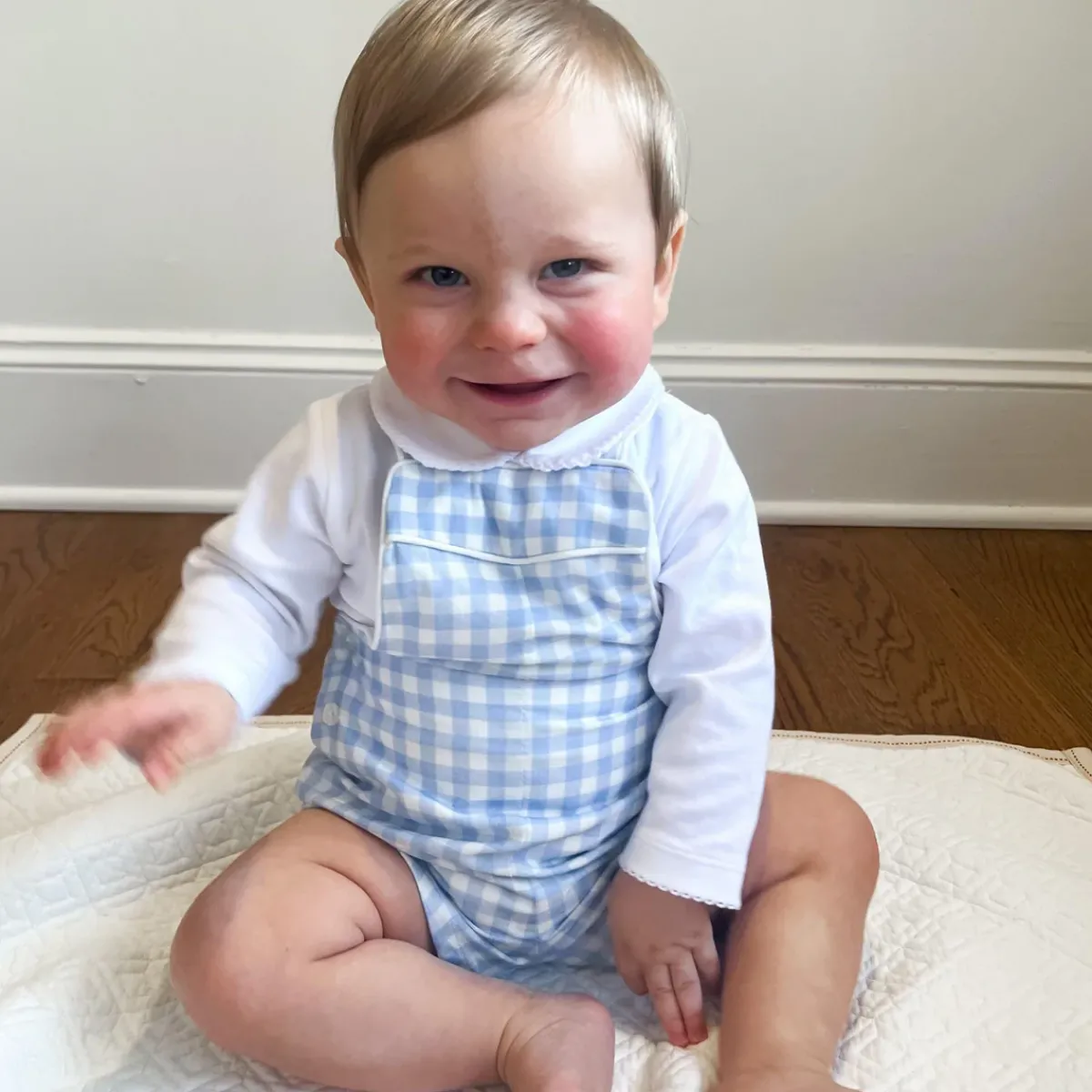 minnow Boys Overall Oasis Blue Gingham Best