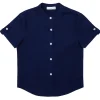 minnow Boys Short Sleeve Button Down Shirt Navy New