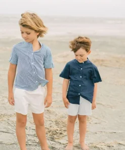 minnow Boys Short Sleeve Button Down Shirt Navy New