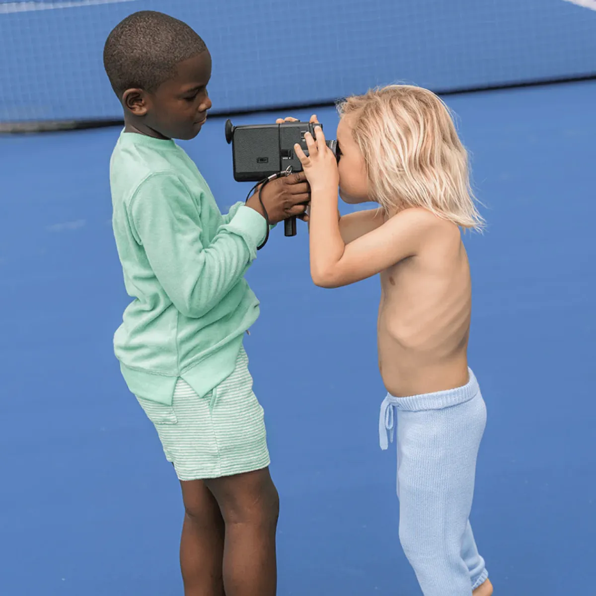 minnow Boys Stripe French Terry Short Abaco Green Hot