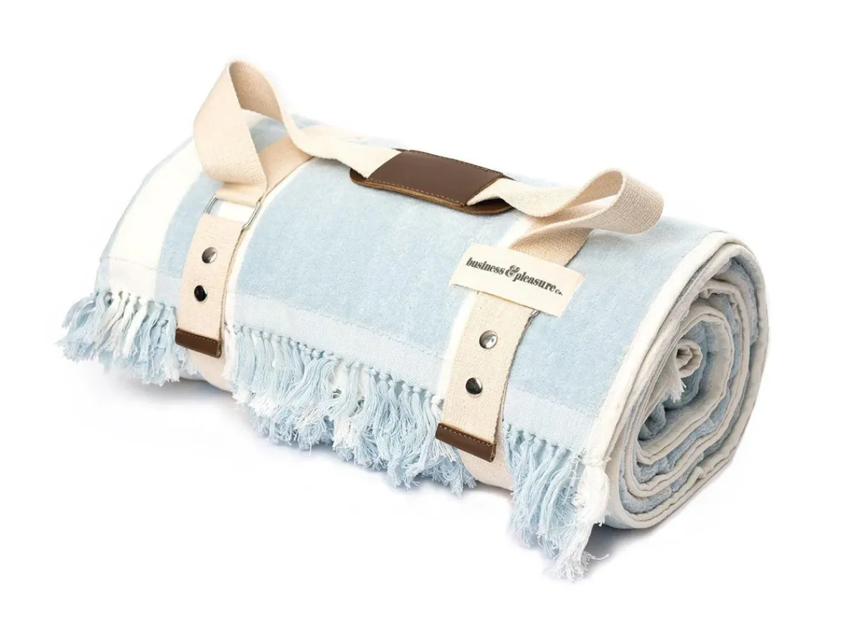 minnow Business & Pleasure Beach Blanket, Vintage Blue Stripe Clearance