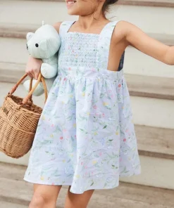 minnow Girls Bay Lavender Smocked Bib Dress Bay Lavender Floral Best