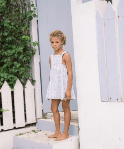 minnow Girls Bay Lavender Smocked Bib Dress Bay Lavender Floral Best