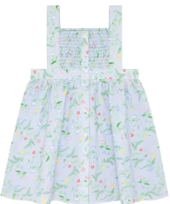 minnow Girls Bay Lavender Smocked Bib Dress Bay Lavender Floral Best