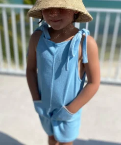minnow Girls Blue French Terry Romper French Blue Outlet