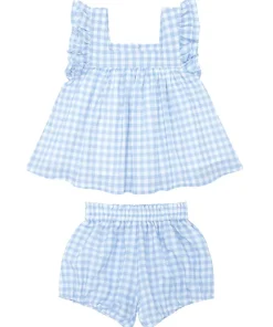 minnow Girls Blue Gingham Bloomer Set Oasis Blue Gingham Clearance