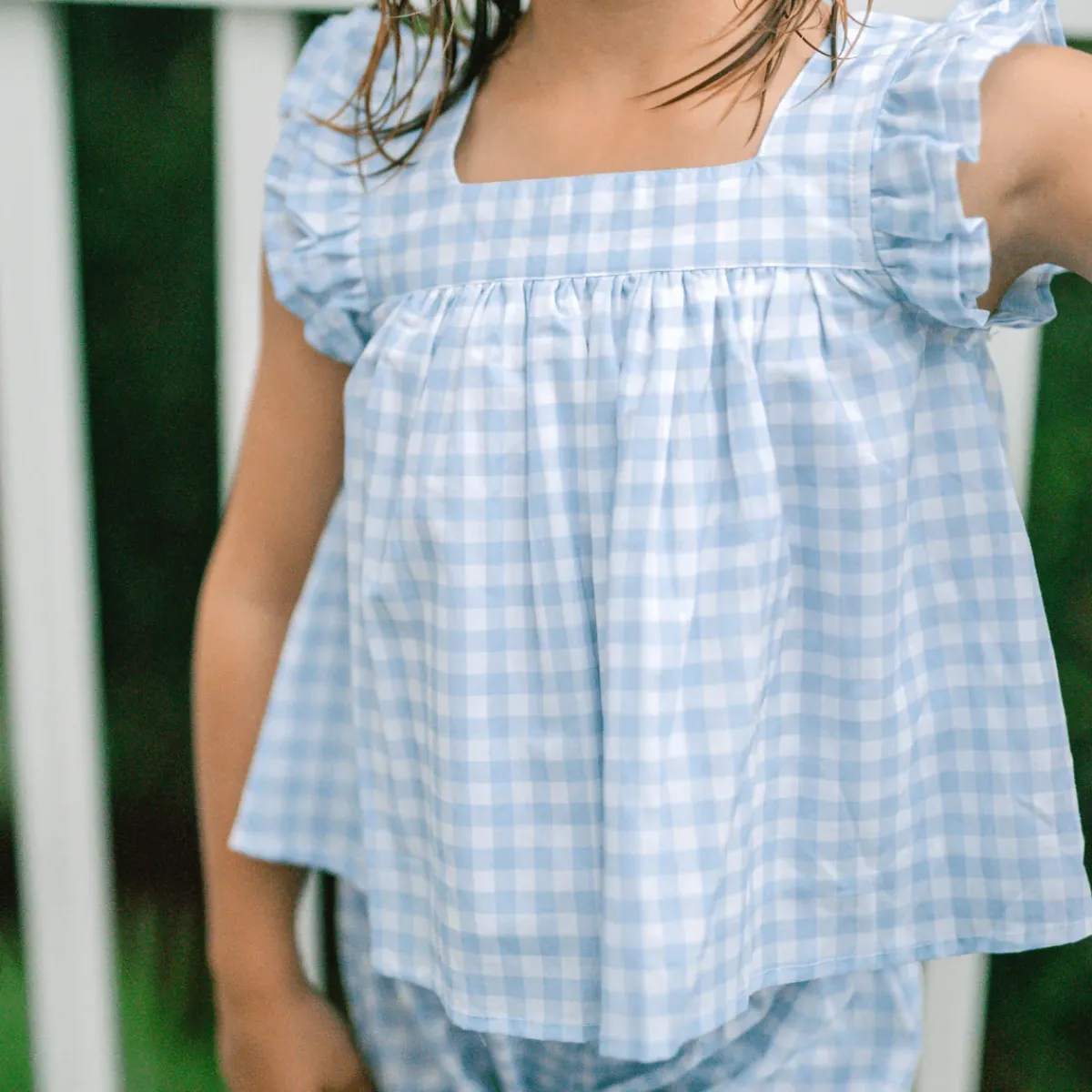 minnow Girls Blue Gingham Bloomer Set Oasis Blue Gingham Clearance