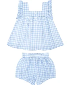 minnow Girls Blue Gingham Bloomer Set Oasis Blue Gingham Clearance