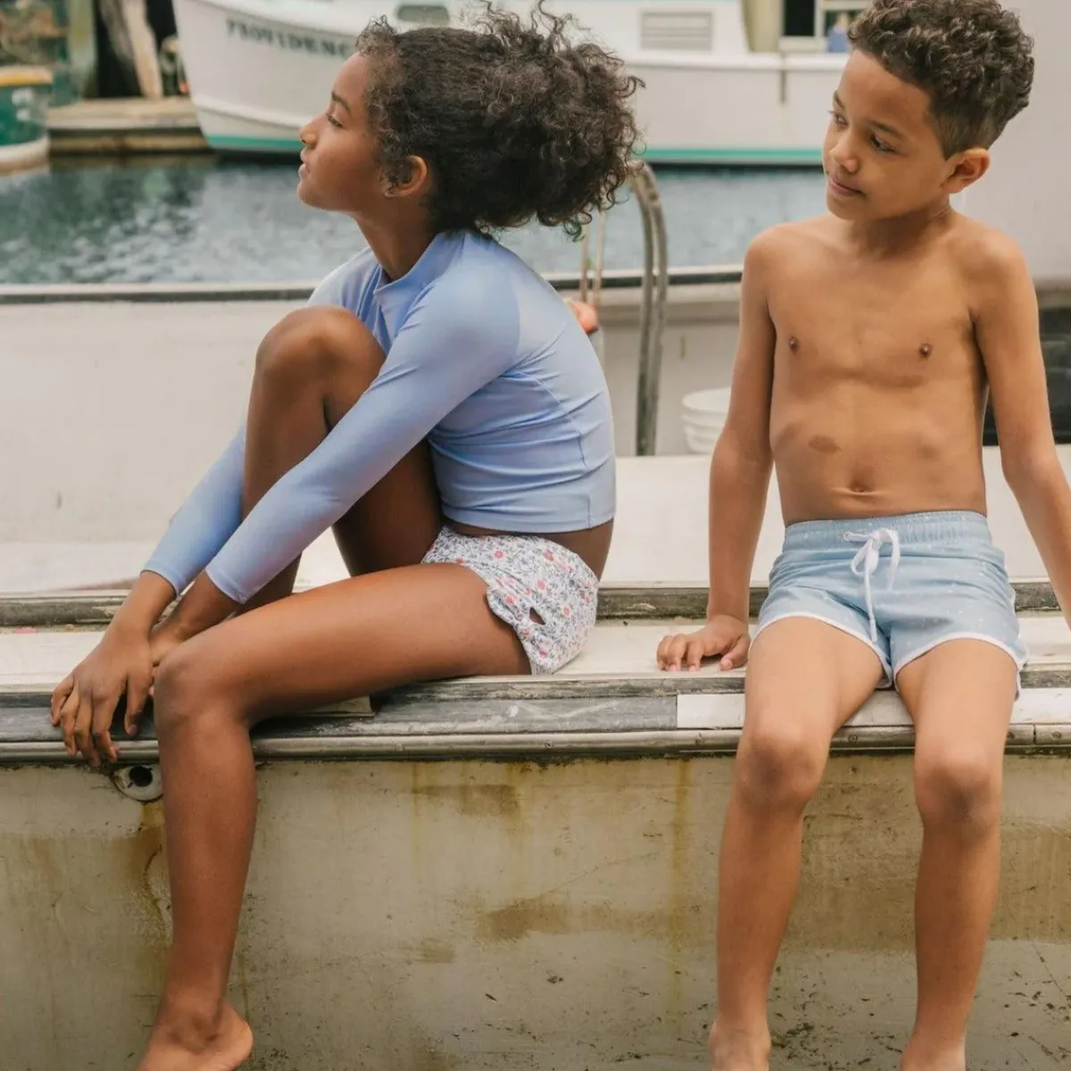 minnow Girls Capeside Vineyard Swim Shorts Capeside White Outlet