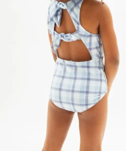 minnow Girls Double Bow One Piece Maritime Plaid New