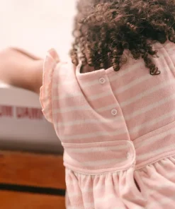 minnow Girls French Terry Pinafore Dress | Swim Pink And Cream New