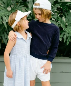 minnow Girls French Terry Tennis Dress Powder Blue Stripe Sale