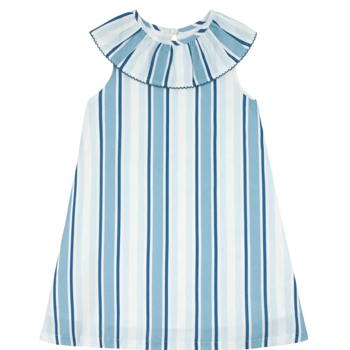 minnow Girls Freshwater Stripe Ruffle Collar Dress | Swim White Hot