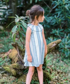 minnow Girls Freshwater Stripe Ruffle Collar Dress | Swim White Hot