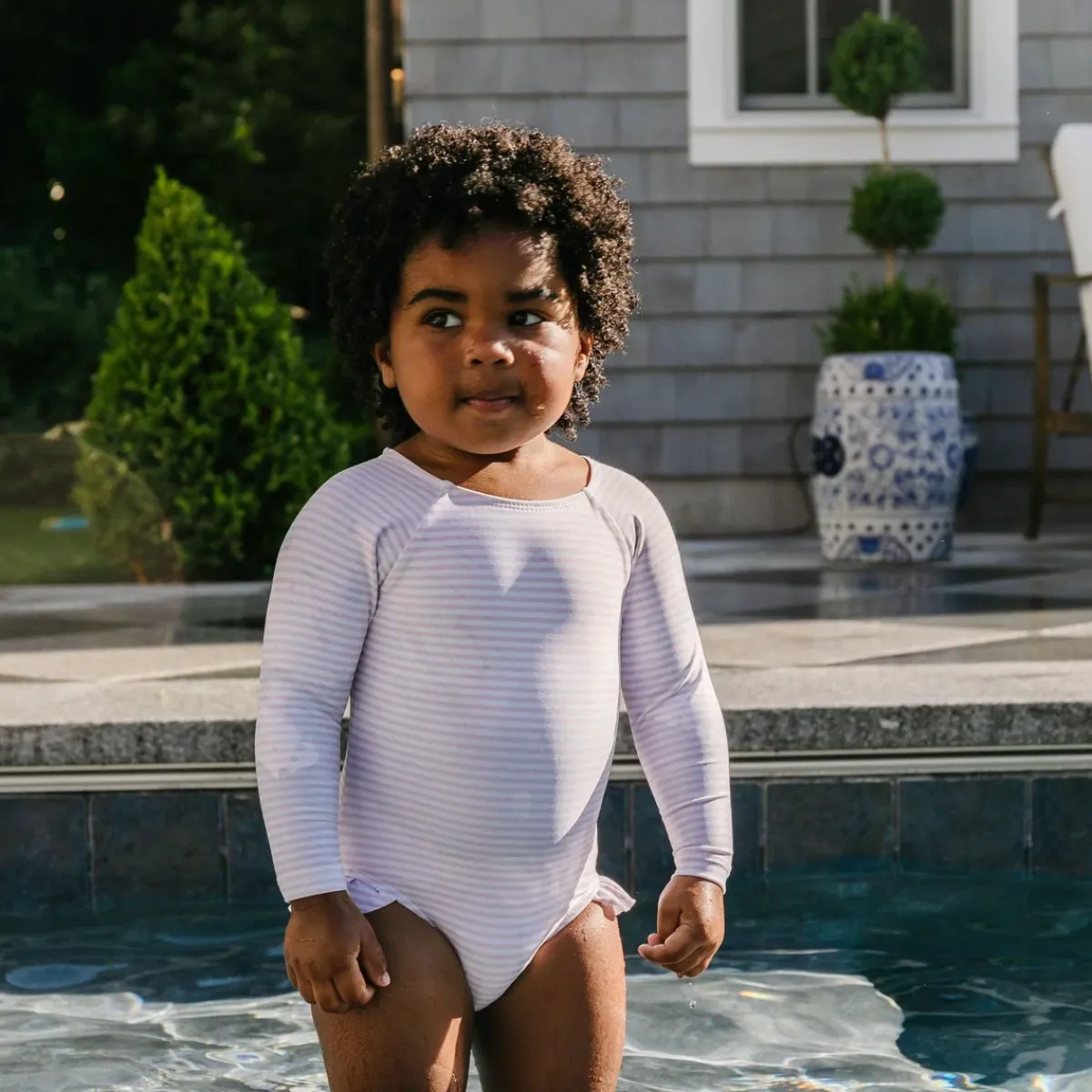 minnow Girls Light Rashguard One Piece Pink Stripe Best