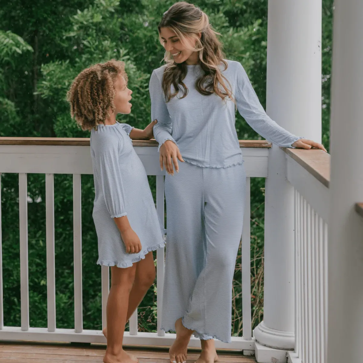 minnow Girls Pima Dress Powder Blue Stripe Sale