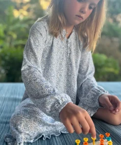 minnow Girls Pima Dress Slate Floral New