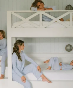 minnow Girls Pima Pajamas Set Powder Blue Stripe Best