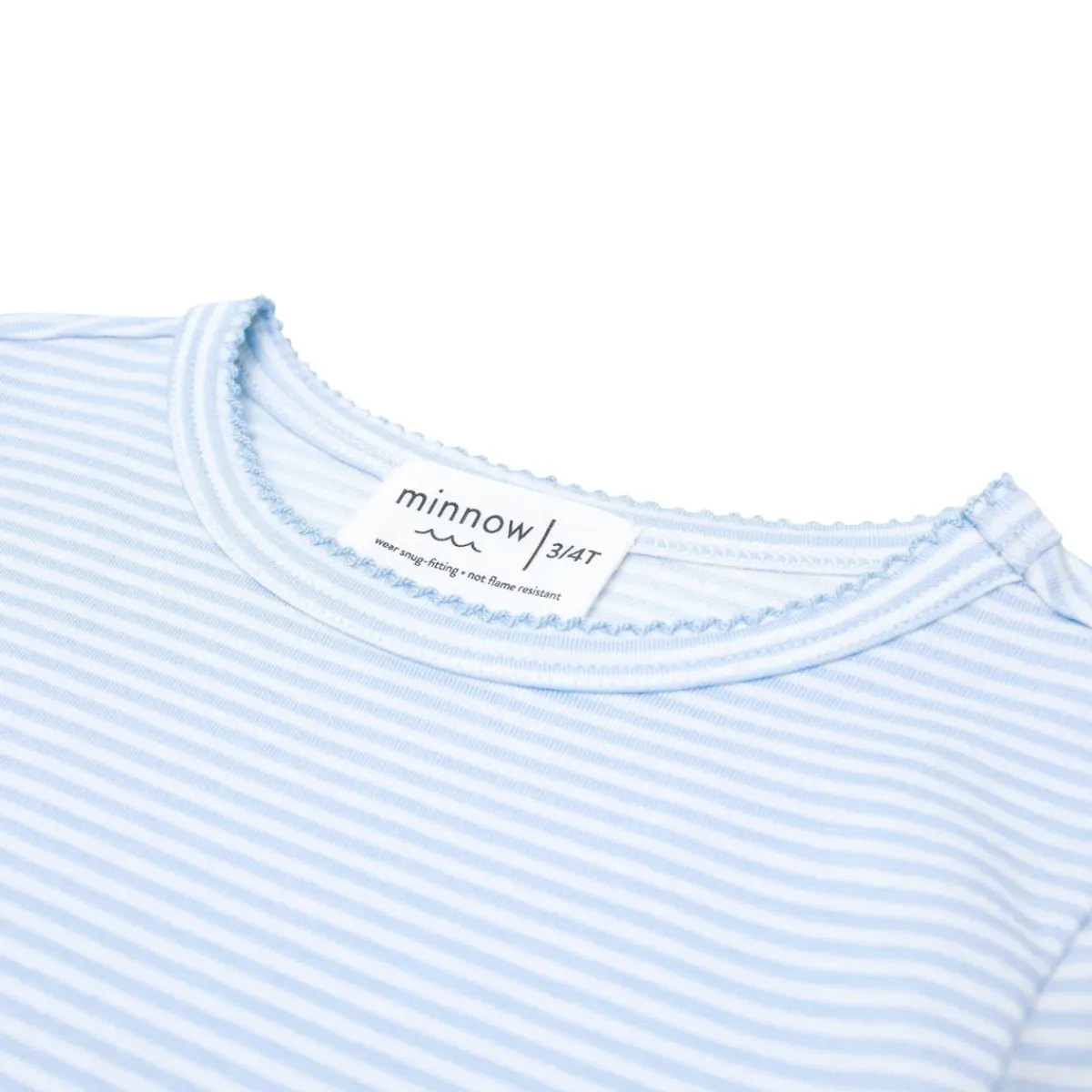 minnow Girls Pima Pajamas Set Powder Blue Stripe Best