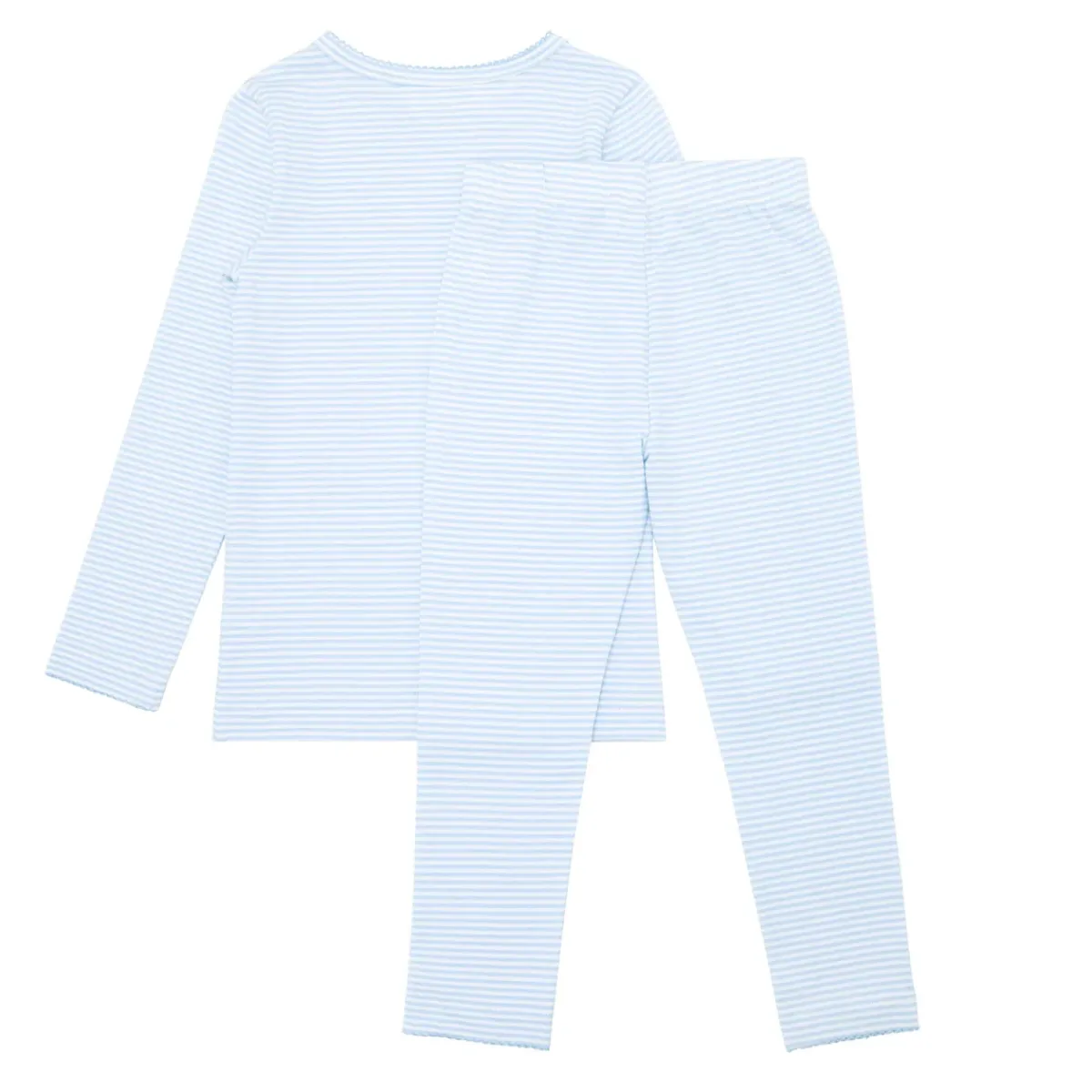 minnow Girls Pima Pajamas Set Powder Blue Stripe Best