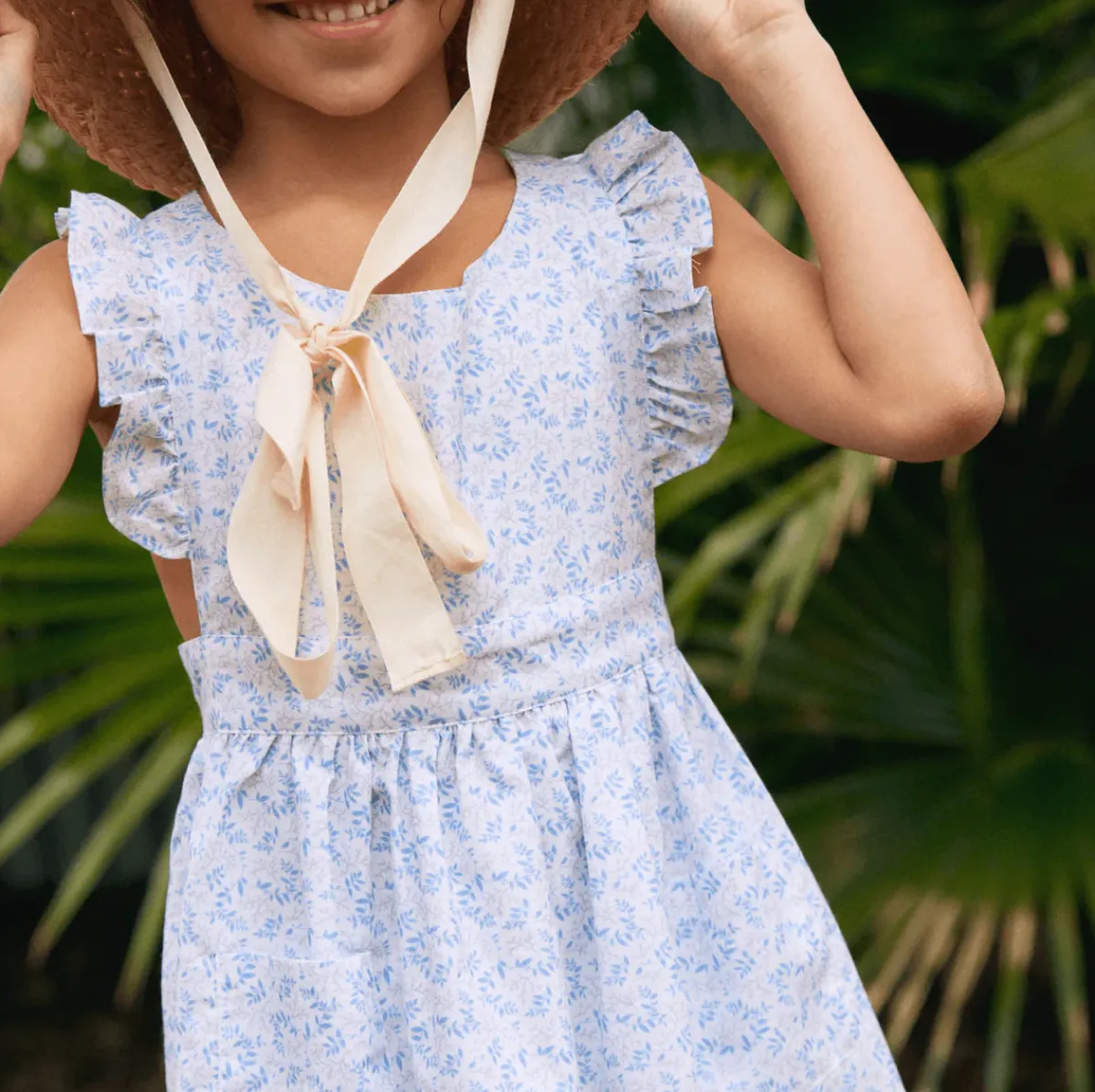 minnow Girls Pinafore Dress Briland Blue Botanic Hot