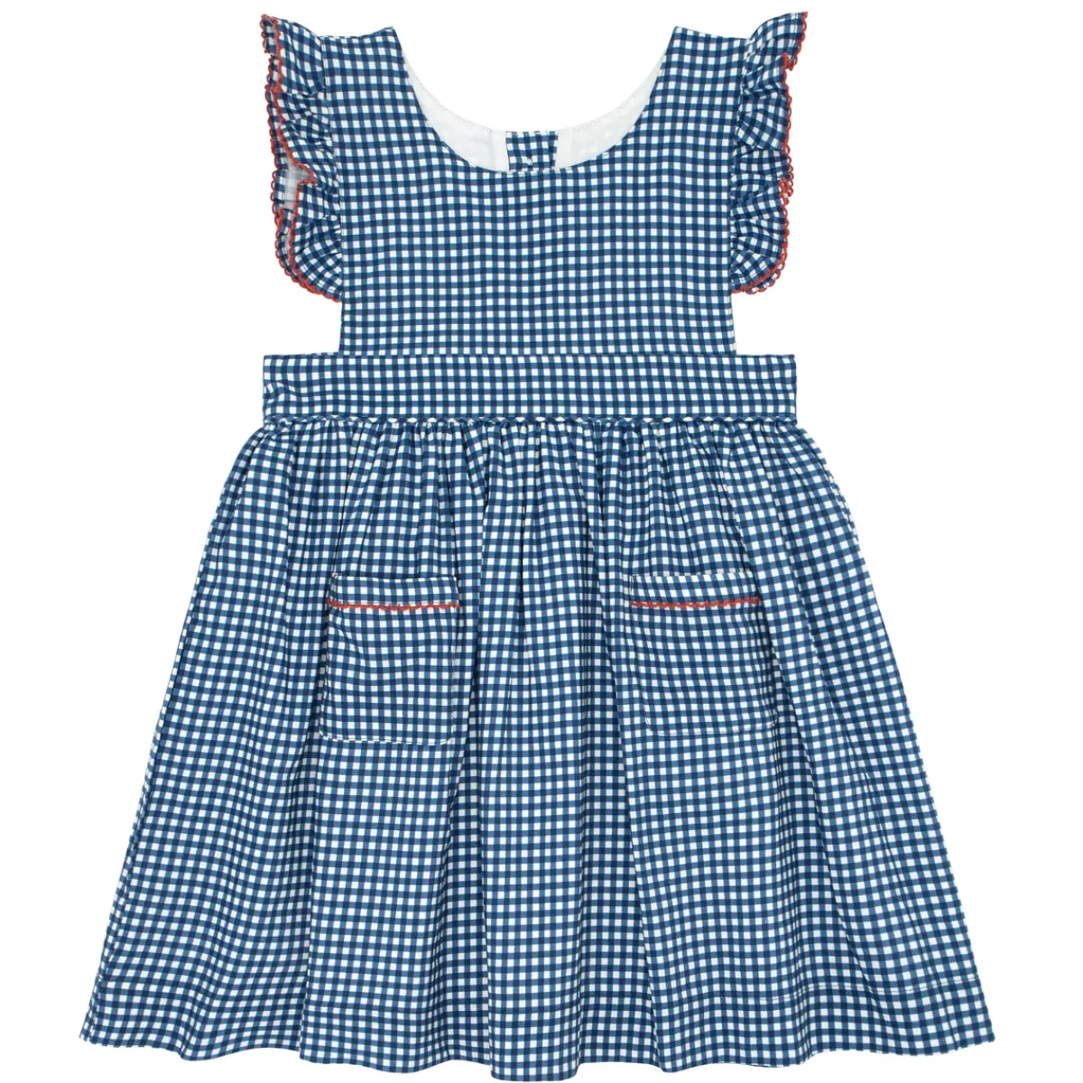 minnow Girls Pinafore Dress | Swim Navy Gingham Discount