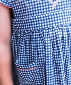 minnow Girls Pinafore Dress | Swim Navy Gingham Discount
