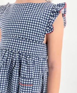 minnow Girls Pinafore Dress | Swim Navy Gingham Discount
