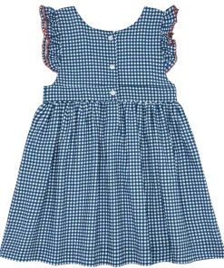 minnow Girls Pinafore Dress | Swim Navy Gingham Discount