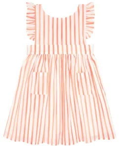minnow Girls Pinafore Dress Calypso Coral Stripe Clearance