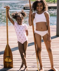 minnow Girls Puff Sleeve One Piece | Swim Raspberry Red Outlet