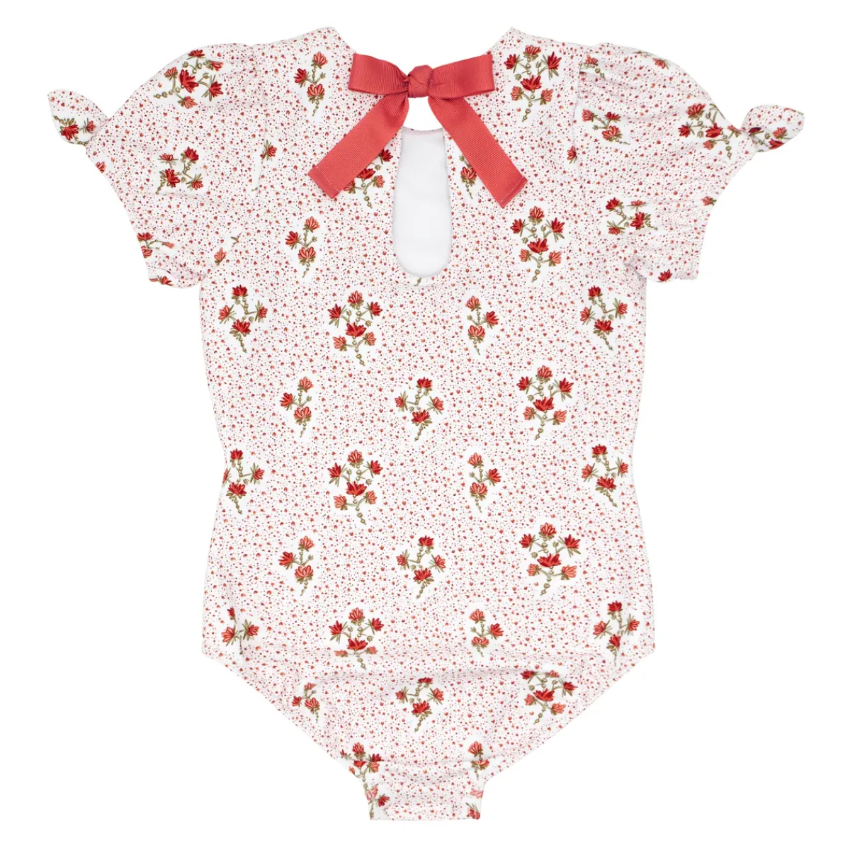 minnow Girls Puff Sleeve One Piece | Swim Raspberry Red Outlet