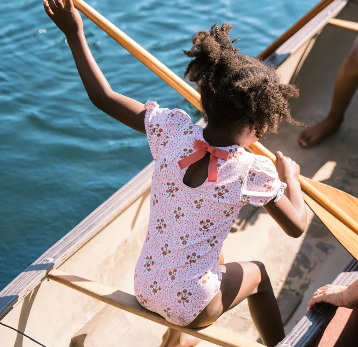 minnow Girls Puff Sleeve One Piece | Swim Raspberry Red Outlet