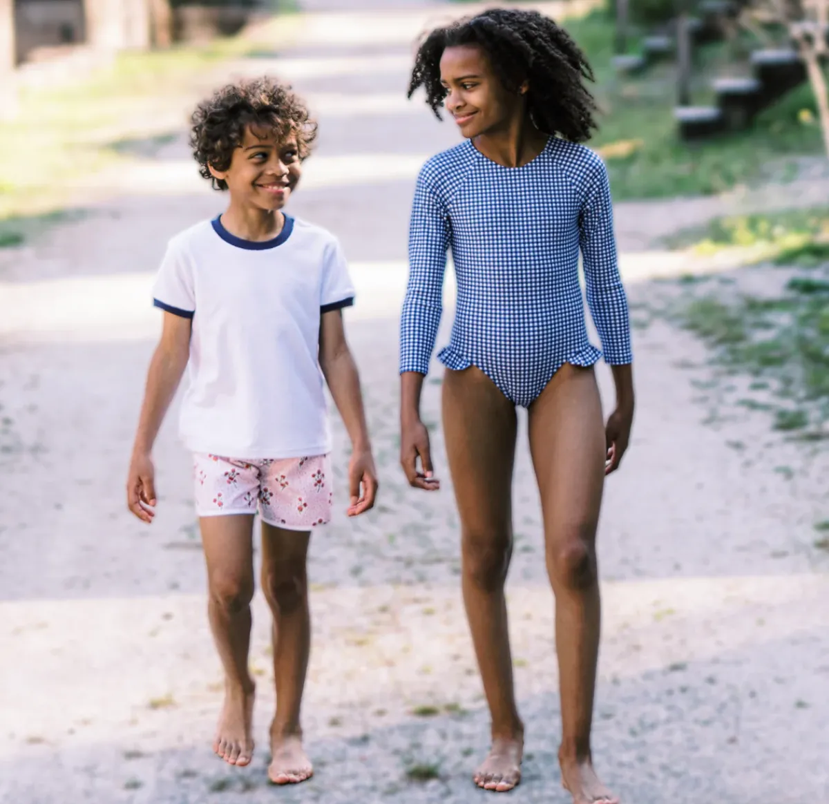 minnow Girls Rashguard One Piece | Swim Navy Gingham Online