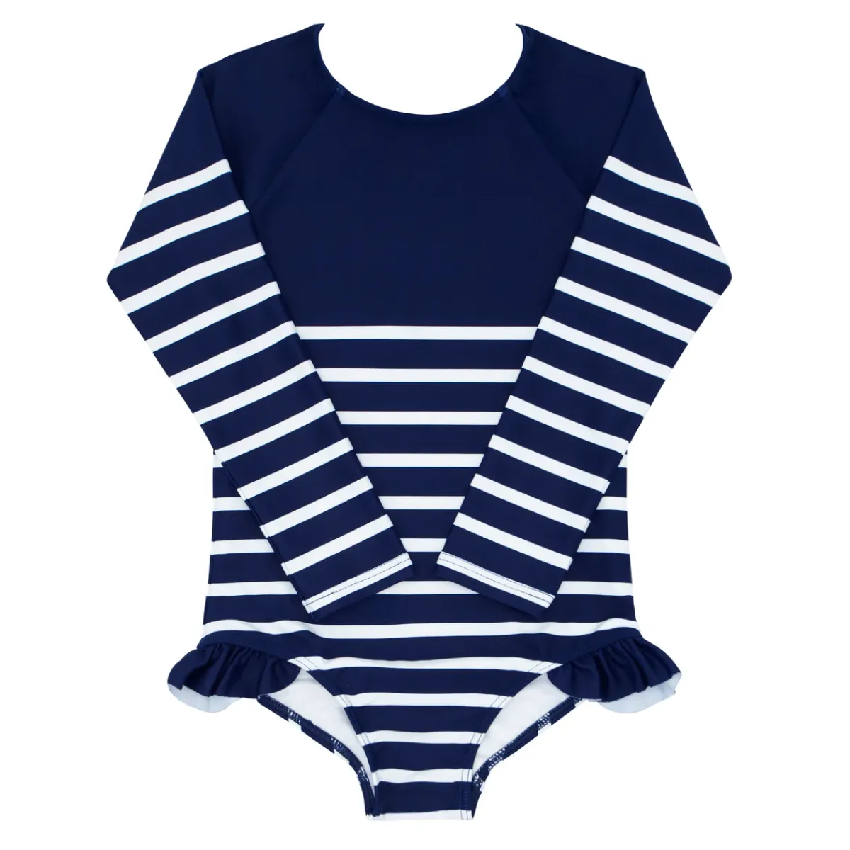 minnow Girls Rashguard One Piece | Swim Navy Breton Stripe Clearance