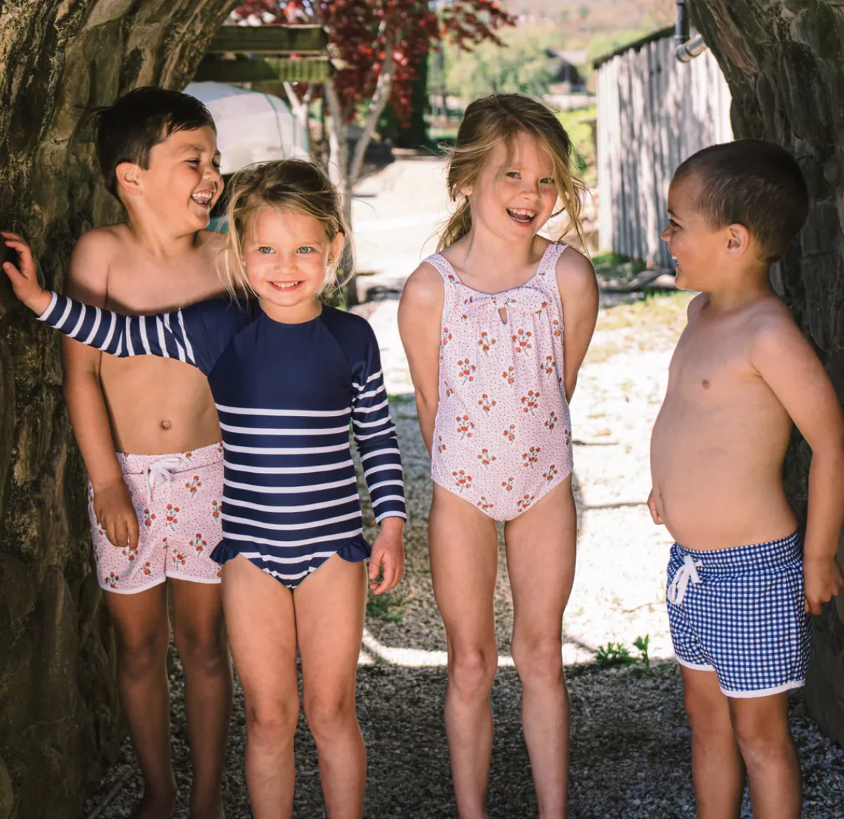 minnow Girls Rashguard One Piece | Swim Navy Breton Stripe Clearance