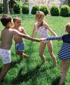 minnow Girls Rashguard One Piece | Swim Navy Breton Stripe Clearance