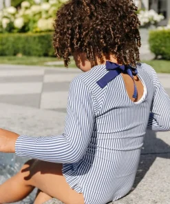 minnow Girls Rashguard One Piece | Swim Navy Stripe Online