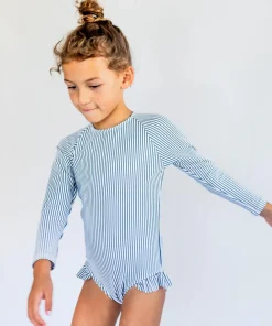 minnow Girls Rashguard One Piece | Swim Navy Stripe Online