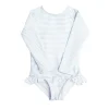 minnow Girls Rashguard One Piece Powder Blue Stripe Clearance