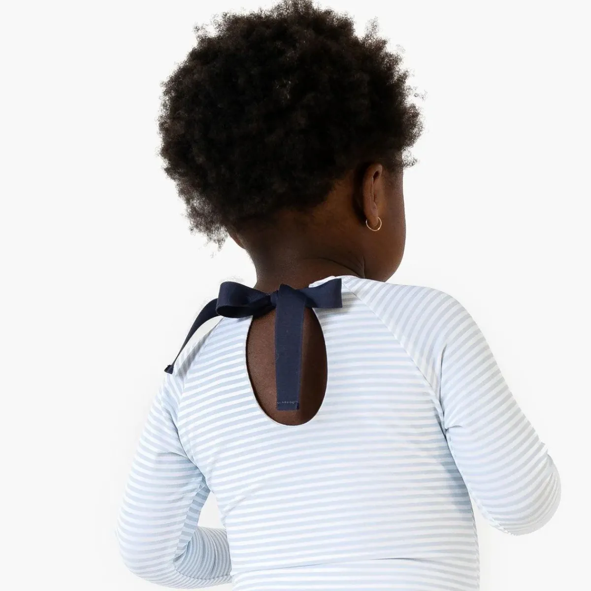 minnow Girls Rashguard One Piece Powder Blue Stripe Clearance