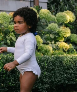 minnow Girls Rashguard One Piece Powder Blue Stripe Hot