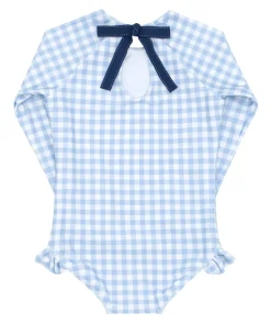 minnow Girls Rashguard One Piece Oasis Blue Gingham Fashion